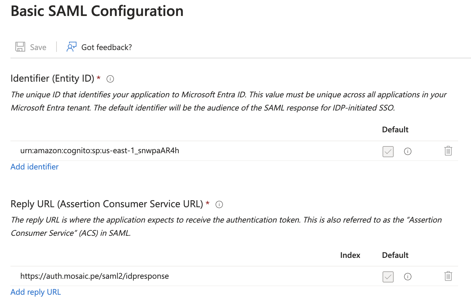 Example Basic SAML Configuration